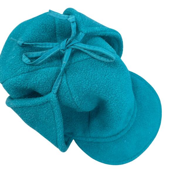 VTG Columbia Fleece Ear Flap Hat M Teal USA Winter Cap Retro Outdoor Gorp 90s - Picture 1 of 16